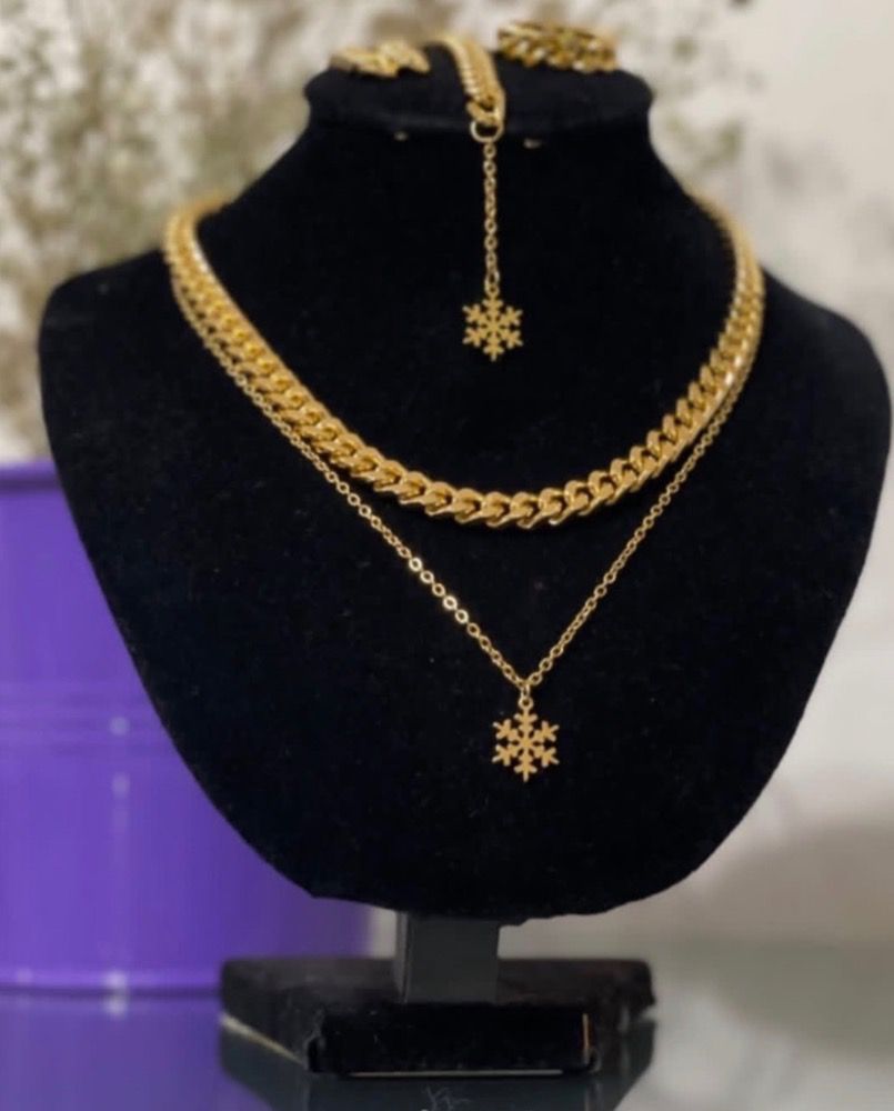 گردنبد ۵ تیکه شکوفه طلایی